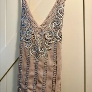 Express NIGHT OUT outfit - Pink and Silver Sequin tank with pink skirt